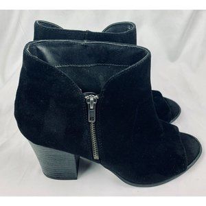 CARLOS BY CARLOS SANTANA BLACK ANKLE BOOTIE OPEN TOE FAUX SUEDE SIZE 11 M